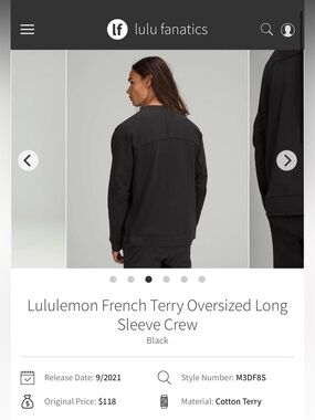 Lululemon Men’s French Terry Oversized Long Sleeve Crew